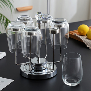 ที่วางแก้วน้ำหมุนได้สแตนเลส 6 ชิ้น ชั้นวางถ้วยชา ที่เก็บของในครัว ถาดหมุนอเนกประสงค์ - Product Image 2