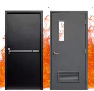 Puerta de salida de seguridad de acero ignífugo de una sola hoja de alta calidad, puerta ignífuga de acero de alta resistencia Puerta ignífuga de acero con barra de empuje - Product Image 1