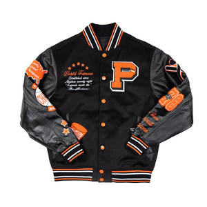 Chaquetas Varsity para Hombre, Chaqueta Universitaria de Béisbol con Bordado Chenille, Chaqueta Varsity de Cuero con Cuello Alto - Product Image 2