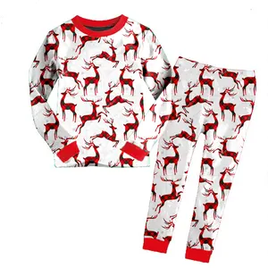 Pyjama organique de bébé en coton pour enfants, ensemble pour filles et garçons, motif renne, dessins animés, automne, hiver, livraison directe, 100%