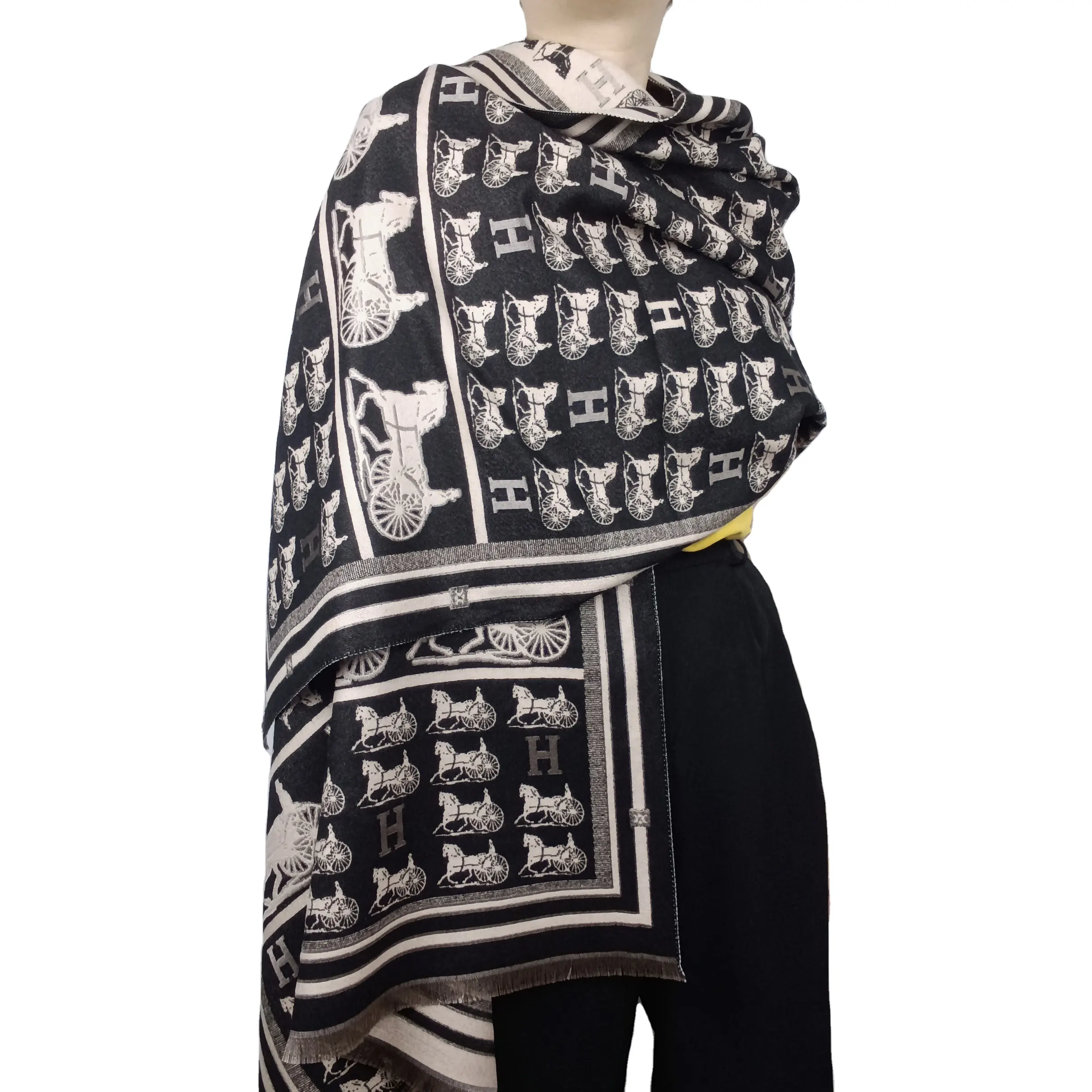 winter Designer Scarf horse Cotton Scarf women Brand Shawl Wrap Knit Cashmere Bufandas With Tassel