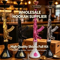 Ensemble de chicha arabe de luxe avec pipe à fumer en verre style AK47 et boîte cadeau