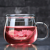 Tasse de bureau à thé transparente épaissie en gros avec couvercle tasse à thé en verre à haute teneur en borosilicate tasse à café résistante à la chaleur
