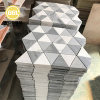 Moderne Nature Marbre Palissandro Bleu Triangle Motif Mosaïque Carreaux 10mm Parquet pour Mur Intérieur Hôtel Villa Salle de Bain Sol