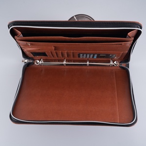 Bìa Đựng 4 Vòng Tùy Chỉnh Màu Xanh Nâu Bìa Đựng Tài Liệu <span class=keywords><strong>A4</strong></span> Bằng Da PU Có Máy Tính Bìa Đựng Tài Liệu Kinh Doanh Màu Đen Khóa Kéo Đa Năng - Product Image 4