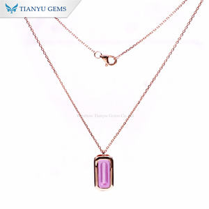 <span class=keywords><strong>Collana</strong></span> con <span class=keywords><strong>Zaffiro</strong></span> Rosa Tianyu 6x13mm Gioielli di Lusso Personalizzati in Oro Vero 10K 14K 18K con Castone a Castone Affascinante per Donne - Product Image 2