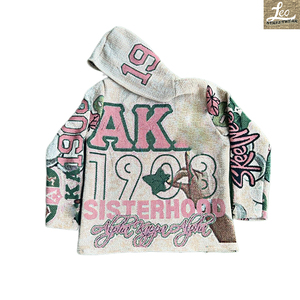 Custom Tapestry <strong>Hoodie</strong> Woven Wearable Blanket <strong>Hoodie</strong> Women's Outerwear Girl Oversized Vintage Sorority pink Green Hoodies - Product Image 5