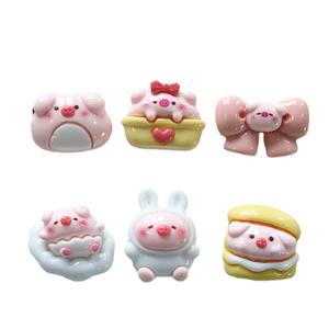 Breloques en résine plastique, perles et accessoires <span class=keywords><strong>pour</strong></span> coques de téléphone, coiffes, autocollants de réfrigérateur, épingles à cheveux, à faire soi-même, en forme de cochon en farine brillante, avec colle crème - Product Image 1