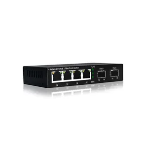 Convertidor de medios Gigabit, fibra óptica con puerto de fibra SFP, 2 SFP, 4 puertos, RJ45 POE