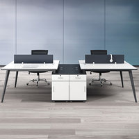Ensemble de chaises de bureau pour employés, mobilier de bureau moderne et simple en bois avec écran, bureau informatique commercial pour 4 personnes