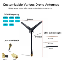 Antenne RF de type Y 1,2/1,3 GHz pour communication extérieure de drones de course FPV 50 Ohm ABS Fréquence personnalisée OEM