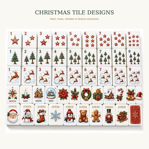 Jeu de Mahjong Américain de Noël – Tuiles Festives en Acrylique avec Dos Flocon de Neige <span class=keywords><strong>Rouge</strong></span> – Jeu de Fête pour Soirées Hivernales Confortables - Product Image 1