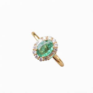 925 Sterling <b>Silver</b> Green <b>Emerald</b> Moissanite Oval Cut Gemstone <b>Ring</b> Gold Plated Women's Jewelry for Engagement Wedding Party - Product Image 1