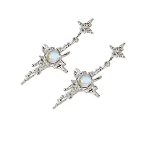 Pendientes Colgantes <span class=keywords><strong>de</strong></span> <span class=keywords><strong>Piedra</strong></span> Lunar con Cruz <span class=keywords><strong>de</strong></span> Metal Líquido Irregular <span class=keywords><strong>para</strong></span> Mujer y Niña, Joyería <span class=keywords><strong>de</strong></span> Cristales en Forma <span class=keywords><strong>de</strong></span> Gota - Product Image 1