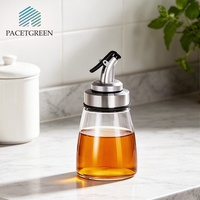 Ensemble de 2 cruches à huile et vinaigre en acier inoxydable, bouteilles modernes en verre pour table à manger, distributeurs d'huile en verre avec bec verseur