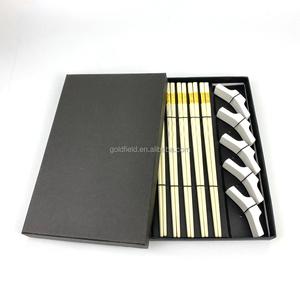 Reusable Chopsticks Dishwasher Safe, White Alloy Chopsticks Fiberglass chopsticks(Fu) with 5pcs rest for Gift BOX