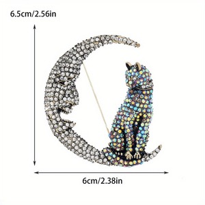 <span class=keywords><strong>Spilla</strong></span> Vintage a Forma di Luna con Strass, Elegante Accessorio per Cappotti da Donna, <span class=keywords><strong>Spilla</strong></span> per Abiti da Uomo - Product Image 3