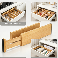 Lot de 4 séparateurs de tiroirs en bambou, organisateurs de tiroirs extensibles, séparateurs de rangement pour cuisine, chambre, commode, bureau et vêtements
