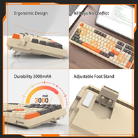 Clavier mécanique sans fil ATTACK SHARK K98 avec 100 touches, tri-mode, câble enroulé, échange à chaud, RGB, ergonomique pour les joueurs