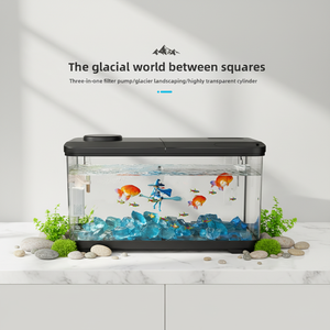 Klein modern huishoudelijk goudvisaquarium, hoge definitie transparant <span class=keywords><strong>aquarium</strong></span>, weinig onderhoud, ingebouwde filter, geen waterverversing nodig. - Product Image 6