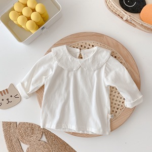 Camisa de Manga Larga con Cuello Nuevo de Algodón Blanco para Primavera e Invierno, <span class=keywords><strong>Blusa</strong></span> para Bebé - Product Image 6