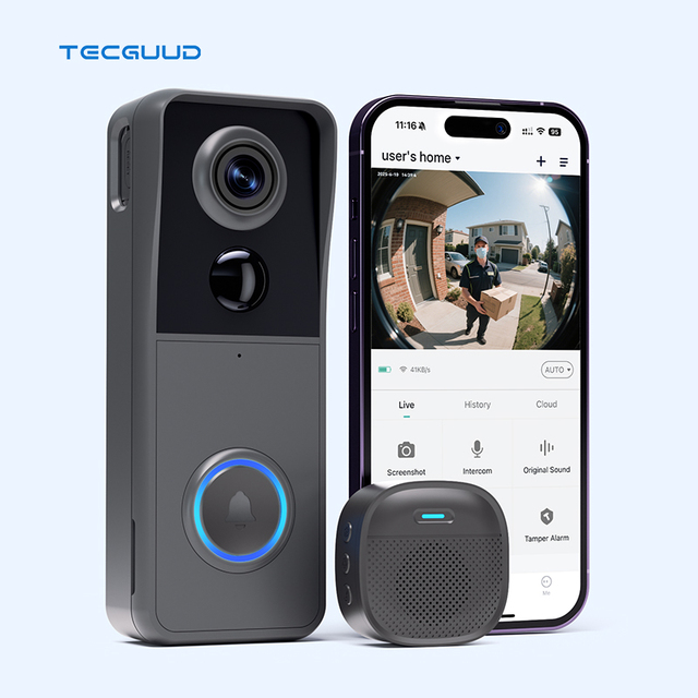 1080P HD 3MP Night Vision Smart Video Doorbell Camera Outdoor Intercom with 2-Way Calling Ring Smart Door Phone