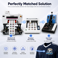 Impresora UV DTF A3 con cabezal de impresión Epson I3200-HD, cortadora integrada y plancha térmica para producción de pegatinas en un solo lugar