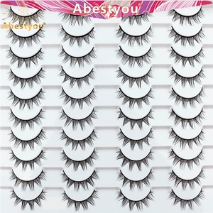 Ciglia Finte Abestyou in <span class=keywords><strong>Visone</strong></span> Sintetico 11mm, Effetto 3D, Autoadesive, Glitterate, Confezione Personalizzata, Fatte a Mano, Cruelty-Free, Riutilizzabili - Product Image 1
