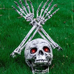 Halloween <b>Light</b> <b>Up</b> Skull Ground Stake Skeleton Hand Ornament Yard Lawn Scene Layout Spooky Garden Decoration - Product Image 2