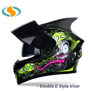 Nuevo Casco Integral de Motocicleta Más Vendido con Visera de Espejo y Cuernos en Varios Colores y Diseños, Material ABS, 1 Año de Garantía - Product Image 4