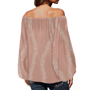Leichte Langarm-Chiffon blusen für Damen Polynesian Tribal Hawaiian Flowers Print Sommer mode Freizeit kleidung Frauen - Product Image 3