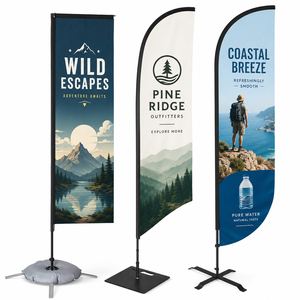 Drapeaux en polyester imprimés par transfert thermique personnalisés, bannières plume pour publicité extérieure, drapeau publicitaire avec logo personnalisé - Product Image 1
