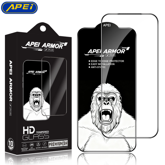 APEI ARMOR Plus Grade AAA Tempered Glass Screen Protector Full Screen Coverage HD for 17 Pro Max 16 15 Plus 14 13 12