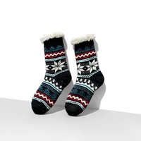 Großhandel Fleece-Gefütterte Nordische Schneeflocken-Hüttensocken für Damen