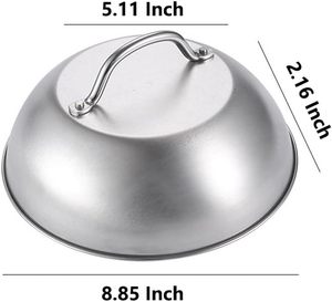 Dôme de cuisson rond en acier inoxydable pour grillades, accessoires de grill, couvercle durable pour faire fondre le fromage, couvercle pour basting et cuisson à la vapeur, couvercle à fromage - Product Image 2