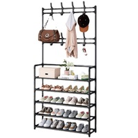 Porte-manteau et porte-chaussures sur pied pour salon, support à vêtements moderne en métal et plastique PP