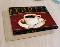 Grand set de table laminé 12x16 pouces, faible MOQ, avec support antidérapant en liège, imperméable et résistant à la chaleur, pour dîner et café