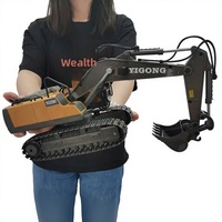 Coche RC 1/20 2.4G de 10 Canales, Excavadora Eléctrica a Control Remoto, Vehículo de Ingeniería de Construcción, Rotación de 680 Grados, Plástico, 30m