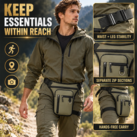 Sac utilitaire personnalisé pour la taille et les jambes avec plusieurs poches zippées, ceinture réglable et sangle de cuisse pour les voyages en extérieur, transport mains libres