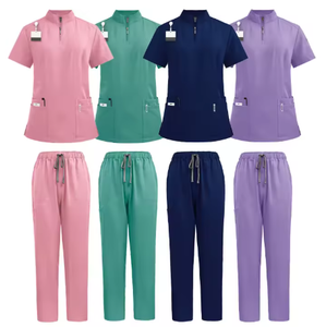 Modern Design Doctor Scrubs Set Stretchable Polyester Fabric Breathable Clothing for <strong>Surgical</strong> and Dental Use - Product Image 1