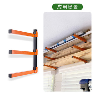 <b>Wall</b> <b>Mounted</b> Metal <b>Shelf</b> 3 Tier Adjustable Storage Rack For Firewood And Lumber Rectangle Shape - Product Image 2