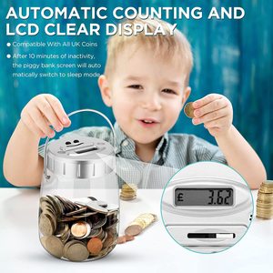 Tarro de dinero de plástico ecológico con manejo de Dólares completo con asa, alcancía de conteo electrónico inteligente para niños, regalos de navidad - Product Image 4
