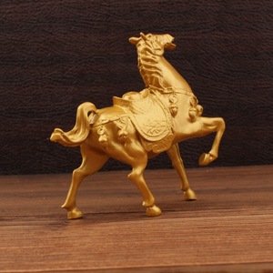 Golden Horse Ornament Alloy Metal Figurine Feng Shui Home Decor Desktop Craft Zodiac Symbol - Product Image 3