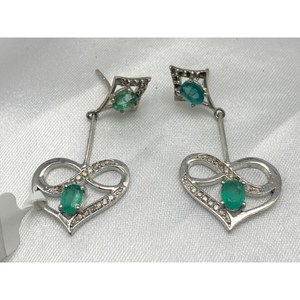 New hot Top selling Luxury <b>Earring</b> Set 925 Sterling Silver, <b>Emerald</b> Gift PartyWedding Anniversary Engagement ReligiousCeremonies - Product Image 1