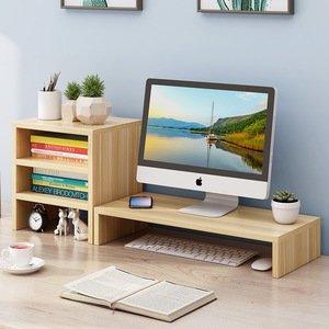 Computer Riser Stand Desktop Storage 3 Tier <b>Wood</b> Monitor Lift With Drawers Office Organizer Student Dormitory Shelf - Product Image 4