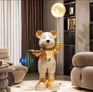 Decorazione del pavimento in stile musicale scultura di grandi dimensioni con lampada Love <span class=keywords><strong>Bear</strong></span> <span class=keywords><strong>e</strong></span> <span class=keywords><strong>luna</strong></span> dipinta a mano in resina - Product Image 5