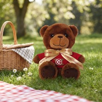 Ours en peluche personnalisé de 20 cm en polyester, figurine de marionnette avec chemise rouge et rembourrage en coton PP