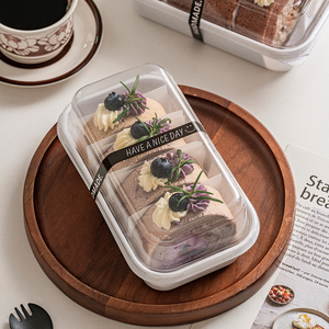 Thiết kế mới chuyên nghiệp tùy chỉnh chống sương mù bánh cuộn hộp bánh ngọt Cửa hàng bánh Pet hình chữ nhật dày nhựa <span class=keywords><strong>container</strong></span> với nắp - Product Image 3