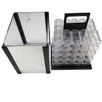 Boîte de rangement en acrylique grande capacité pour 1000 jetons, portable avec poignée supérieure, plateau à jetons amovible, compatible avec les jetons de poker de 40 mm et 43 mm, pour jeux de table de loisirs