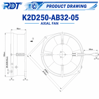 Ventilador Centrífugo Industrial 400V AC K2D250-AB32-05, Soplador de Aspas Curvadas Hacia Atrás, Reemplazo para Equipos de Refrigeración de Gabinetes de Ventilación HVAC